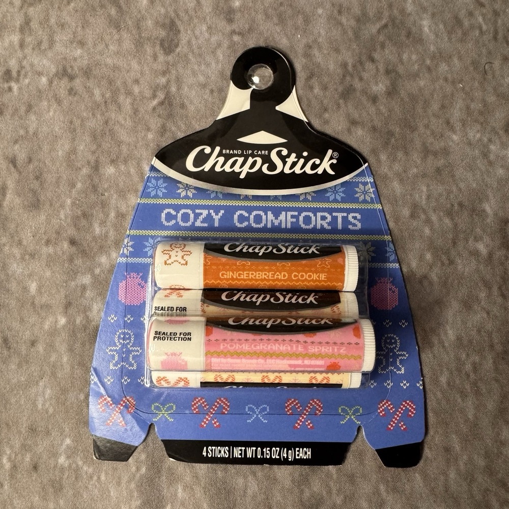New Chapstick Holiday Ugly Sweater Lip Balm Cozy Comforts 0.15oz/4ct